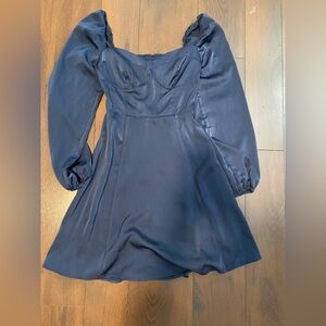 Altar’d state small navy satin new long sleeve dress women